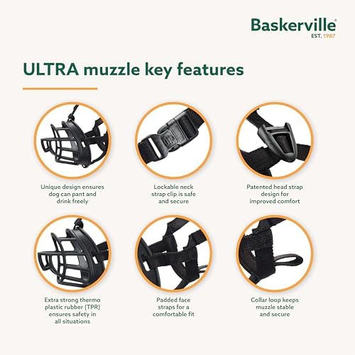 Durable thermoplastic rubber basket muzzle for large dogs