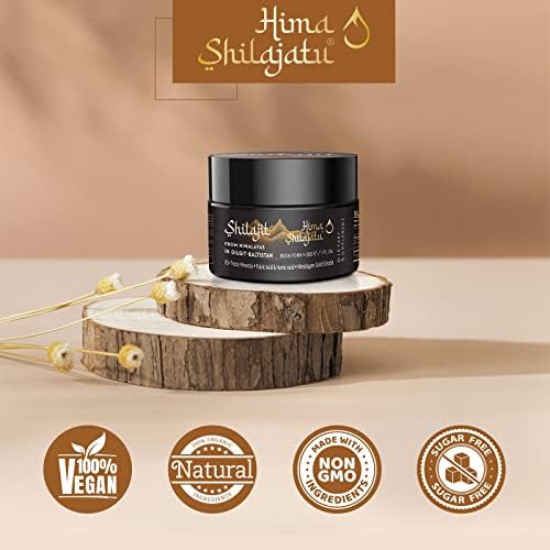 Altai Shilajit Himalayan organic resin packaging highlighting active ingredients including fulvic acid and minerals