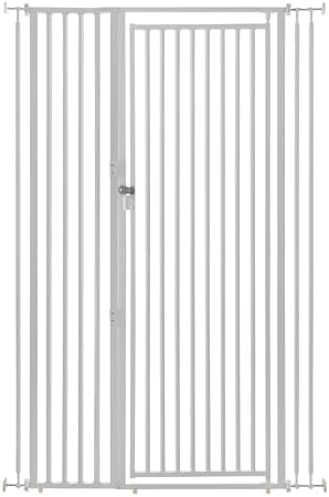 Side angle of the durable white steel extension frame designed for the Richell extra tall cat gate.
