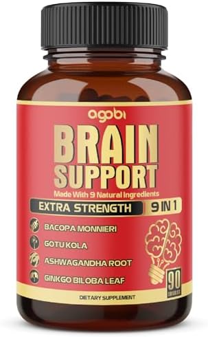 Agobi brain booster capsules showing nutrition facts and 90 capsule count