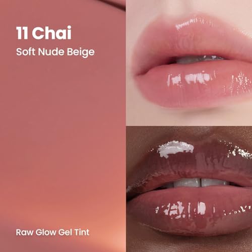 HINCE Raw Glow Lip Tint - Stain Glazed, Glossy Dewy Lip Gloss, Non Sticky & Long Wearing for Natural Glass Glow, Hydrating, Moisturizing Liquid Lipstick, Vegan, 0.13 fl.oz. (CHAI, 11) - Image 3
