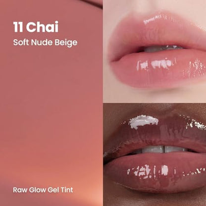 HINCE Raw Glow Lip Tint - Stain Glazed, Glossy Dewy Lip Gloss, Non Sticky & Long Wearing for Natural Glass Glow, Hydrating, Moisturizing Liquid Lipstick, Vegan, 0.13 fl.oz. (CHAI, 11) - Image 3