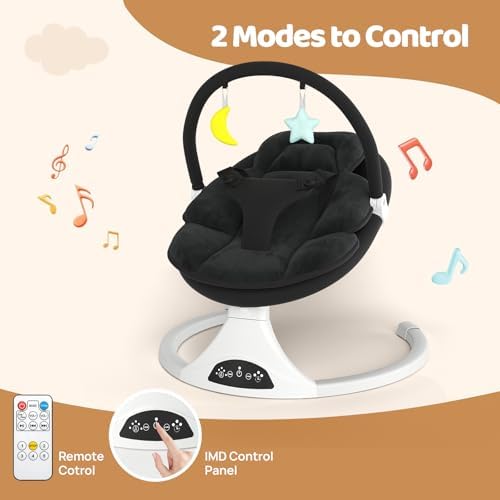 Riviplou baby swing control panel and remote control close-up