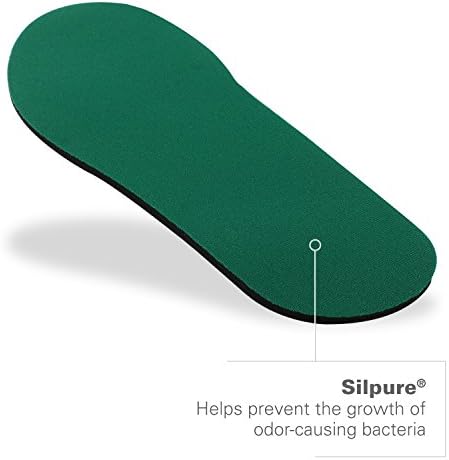 Durable 4-way stretch fabric top on Spenco Rx Comfort insoles for friction reduction.