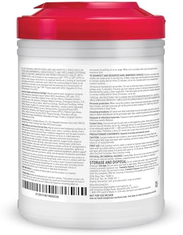 PDI Sani-Cloth Plus 160 count canister showing germicidal efficacy against viruses and bacteria