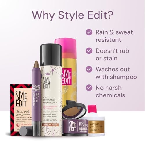 Style Edit ammonia free temporary root touch up mist applied to dry hair parting
