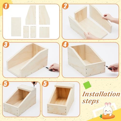 Maxcheck 1 Pack Wood Rabbit Nesting Box, 14x8x8 Inch Wooden Hutch Hideout for Breeding, Natural Burrow Den Alternative for Rabbits & Small Animals - Image 5