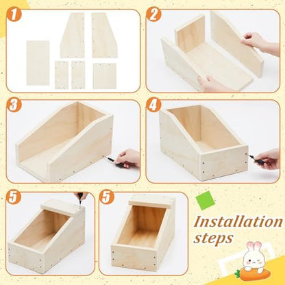 Maxcheck 1 Pack Wood Rabbit Nesting Box, 14x8x8 Inch Wooden Hutch Hideout for Breeding, Natural Burrow Den Alternative for Rabbits & Small Animals - Image 5