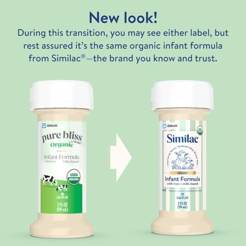 Easy to digest Similac Organic infant liquid formula for sensitive tummies close up side view.