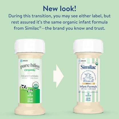 Easy to digest Similac Organic infant liquid formula for sensitive tummies close up side view.