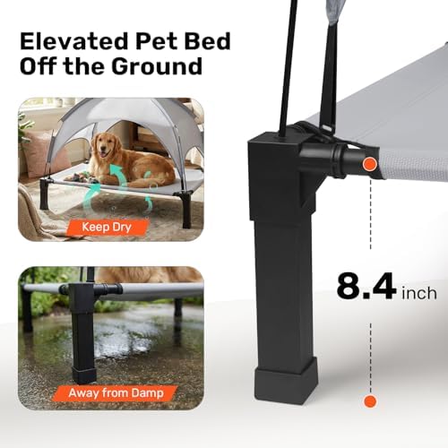 Heeyoo Elevated Dog Bed with Removable Canopy, Portable Dog Cot with Sun Protection Shade Tent, Raised Pet Cooling Cot Bed for Dogs, 42in - Image 4