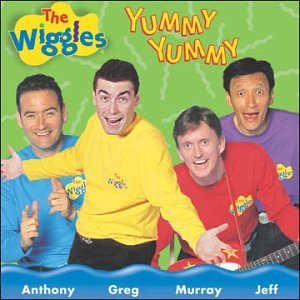 The Wiggles Yummy Yummy audio CD front cover view showing the original group members.