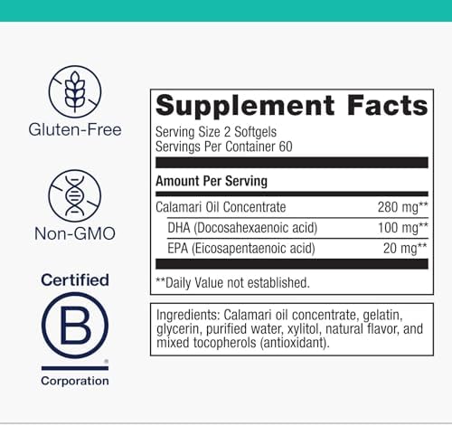 Metagenics MetaKids DHA 120 softgels supplement facts label view