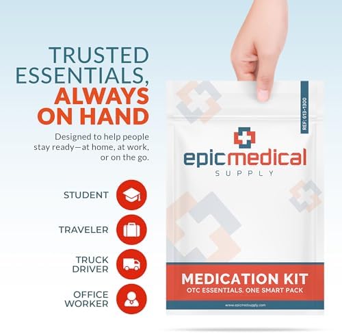 Emergency first aid tablets for diarrhea and sinus relief in portable packets.
