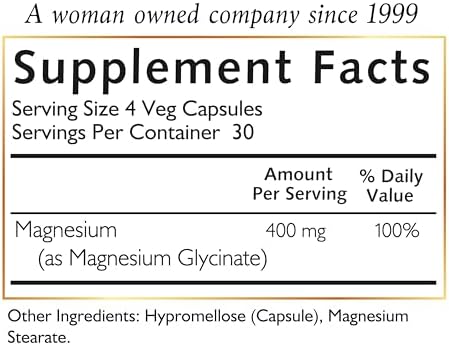 Authentic Cocó March Magnesium Glycinate 120 capsules nutrition facts panel