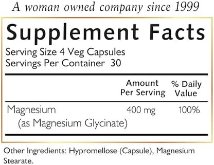 Authentic Cocó March Magnesium Glycinate 120 capsules nutrition facts panel