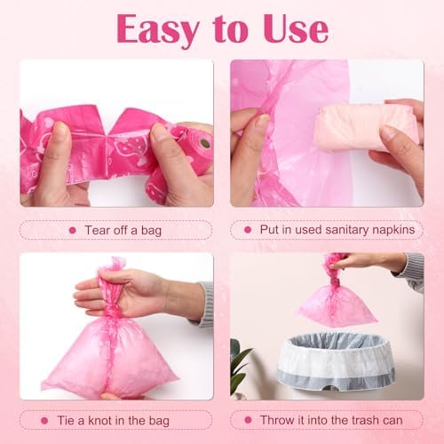 Compact Luxiv mini trash sacks laid out to demonstrate thickness and opaque privacy print.