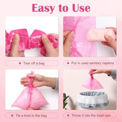 Compact Luxiv mini trash sacks laid out to demonstrate thickness and opaque privacy print.
