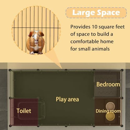 Xymoso DIY Guinea Pig Cages with Waterproof Canvas Bottom,16 Panels Small Animal Cage Pet Playpen with Door for Bunny Turtle Hedgehog,Indoor Metal Wire Yard Fence Outdoor - Image 6