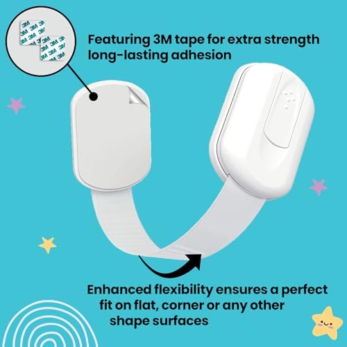 Booboo child safety strap locks installed on refrigerator door