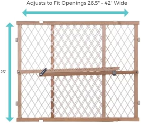 Pressure mounted baby gate showing the no mar rubber bumpers protecting white walls