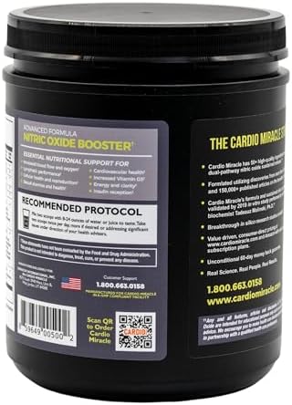 Cardio Miracle cardiovascular support supplement nutritional facts panel