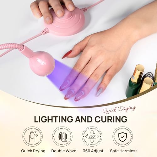 Aoraem pink nail lamp connected via USB cable to a power source