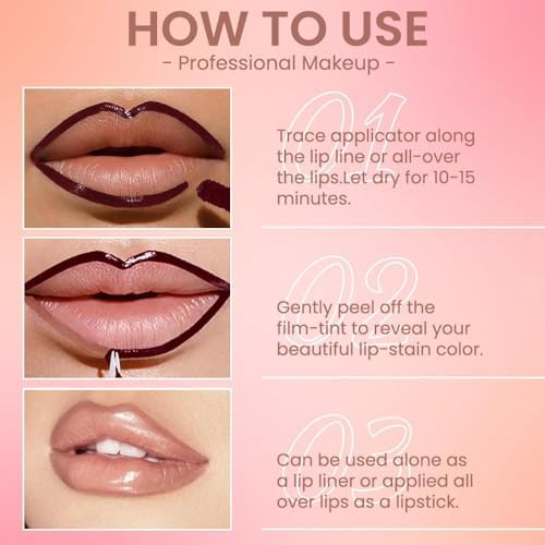 3 Pcs Matte Liquid Lip Stain Peel Off Lip Liner, Long Lasting Lip Tattoo, Waterproof & Transfer-Proof Lip Liner Peel Off Lip Gloss for All Skin Types. #02+#03#06 - Image 6