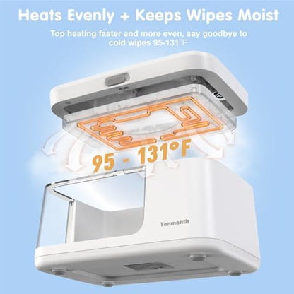 Tenmonth wipe warmer with transparent window showing internal capacity