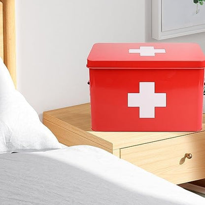 Flexzion first aid organizer being used for home emergency supplies storage.