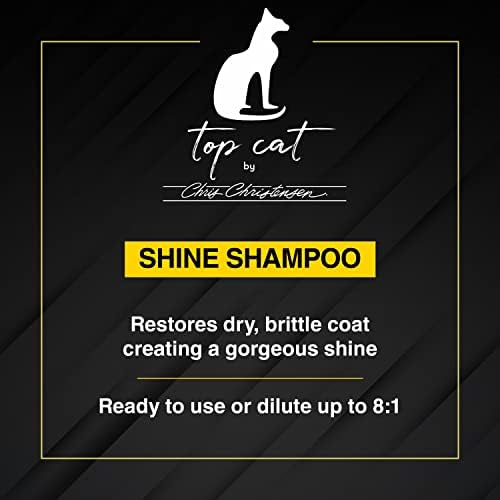 USA-imported Chris Christensen feline grooming shine shampoo bottle close up