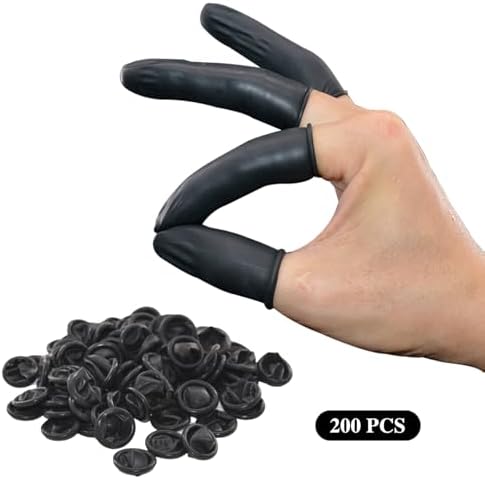 Medium size anti static black rubber finger sleeves for electronics repair