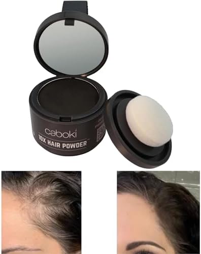 Caboki hair powder container with applicator and built in mirror