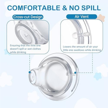 Side profile of the silicone spout highlighting the integrated anti colic air vent