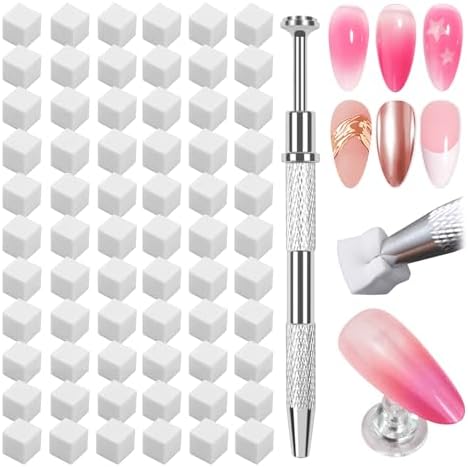 Esuohym 150 piece nail sponge kit with metal grabbing pen front view