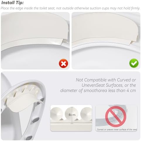 Side view of the universal pee deflector blocking the gap between the ceramic bowl and toilet lid