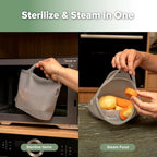 Folded Haakaa microwave sterilizer bag highlighting travel portability