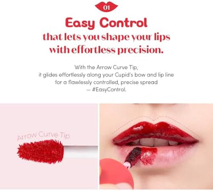 Hydrating jelly texture lip stain being peeled off to reveal smudge proof all day color.