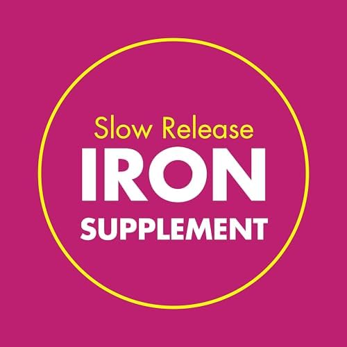 Side panel of Slow Fe high potency iron tablets showing the comprehensive list of ingredients and warnings