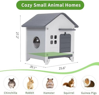 Rockever Plastic Rabbit Cage Outdoor Indoor, Waterproof Rabbit Hutch-Leak-Proof Pull-Out Tray&Chew-Proof, Bunny Cage Guinea Pig Cages, Easy-Clean & Ideal for Small Animal - Image 4