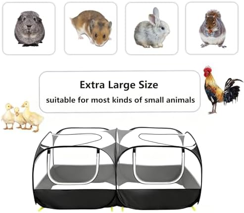 Small Animals Playpen, Portable Chicken Run Coop Large Chick Brooder Pet Cage Tent with Zipper Doors, Breathable Mesh Walls, Foldable Pet Enclosure for Cat Puppy Kitten Rabbits Indoor Outdoor - Image 4
