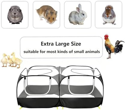 Small Animals Playpen, Portable Chicken Run Coop Large Chick Brooder Pet Cage Tent with Zipper Doors, Breathable Mesh Walls, Foldable Pet Enclosure for Cat Puppy Kitten Rabbits Indoor Outdoor - Image 4