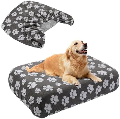 Balapet plush velvet replacement dog bed cover top close up paw print pattern