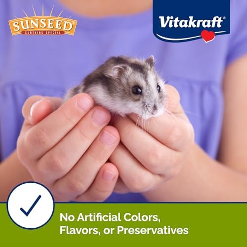 Sunseed dwarf hamster food pellets and ancient grains close up