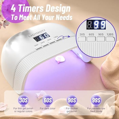LadyMisty energy saving nail lamp showcasing the spacious rectangular layout suitable for pedicures.