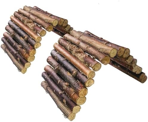 Hamiledyi Hamster Bridge Rat Ladder Wooden Bridge Toy for Small Animals Cage Wood Ladder Natural Hideout for Guinea Pig Chinchilla Ferret Reptile (Pack of 2) (2 Ladder) - Image 2