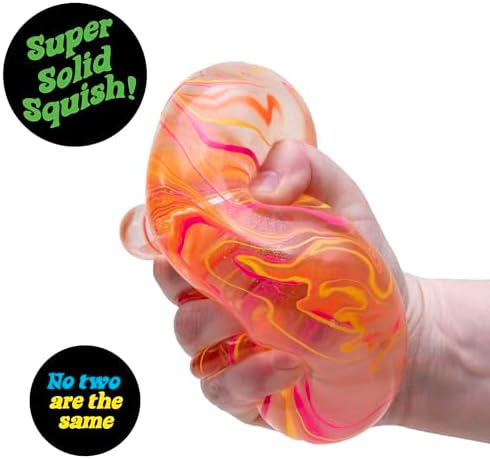 Schylling authentic USA imported stress relief cube being squeezed to demonstrate solid gel filling