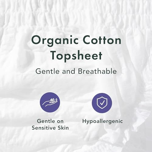 Close up view of Rael unscented disposable panty showing the soft organic cotton top sheet layer