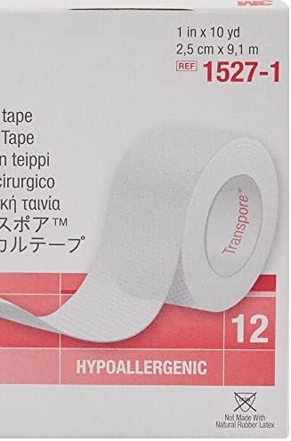 3M Transpore 1 inch by 10 yards surgical tape dimensions view