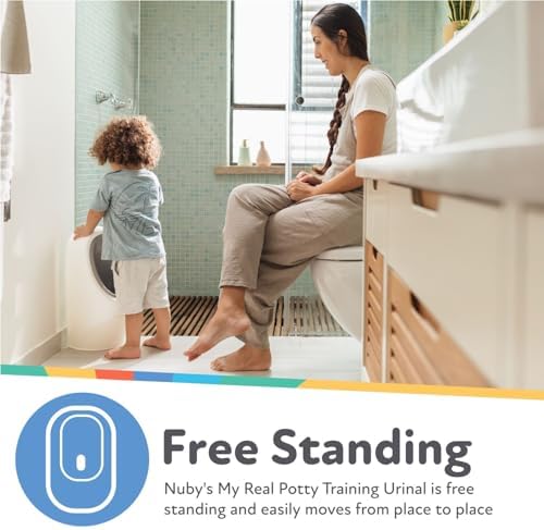 Side profile of Nuby freestanding toddler urinal